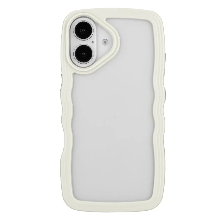 For iPhone 16 Case Wavy Edge Design PC + TPU Shockproof Phone Cover
