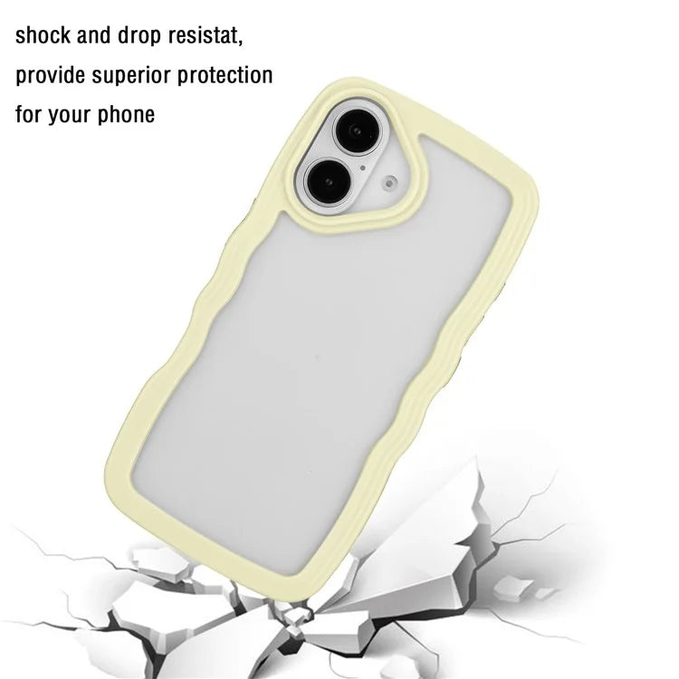 For iPhone 16 Case Wavy Edge Design PC + TPU Shockproof Phone Cover
