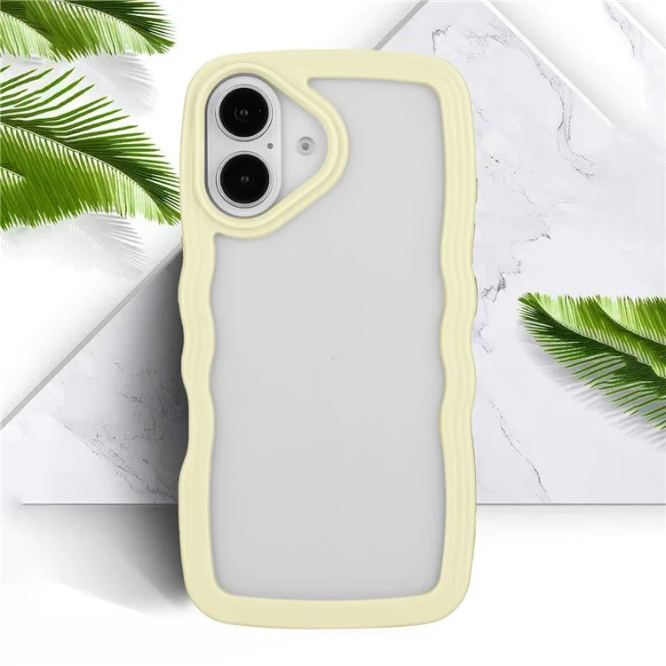 For iPhone 16 Case Wavy Edge Design PC + TPU Shockproof Phone Cover