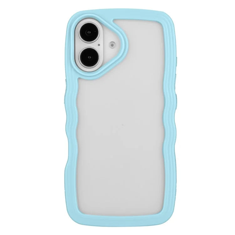 For iPhone 16 Case Wavy Edge Design PC + TPU Shockproof Phone Cover