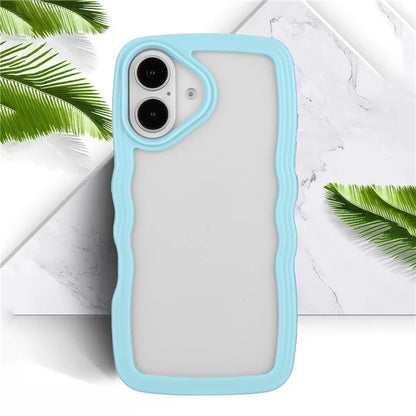 For iPhone 16 Case Wavy Edge Design PC + TPU Shockproof Phone Cover