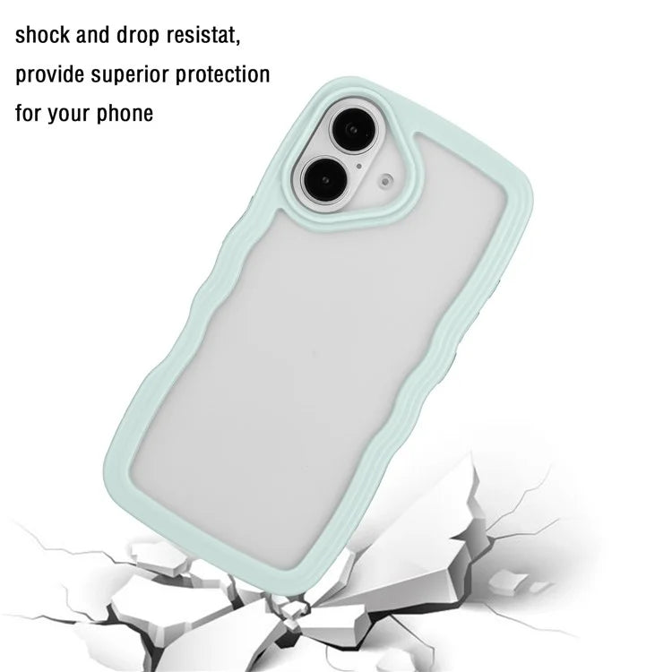 For iPhone 16 Case Wavy Edge Design PC + TPU Shockproof Phone Cover