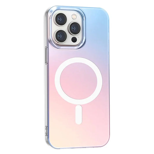 For iPhone 15 Pro Max Case Compatible with MagSafe Laser Gradient Effect TPU+PC Phone Cover