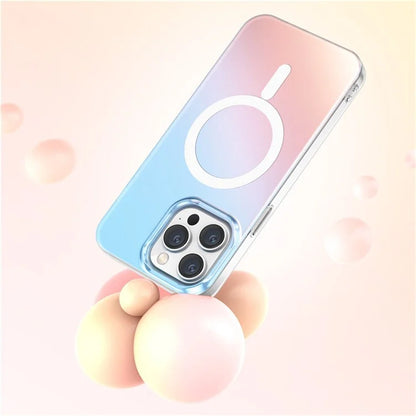 For iPhone 15 Pro Max Case Compatible with MagSafe Laser Gradient Effect TPU+PC Phone Cover