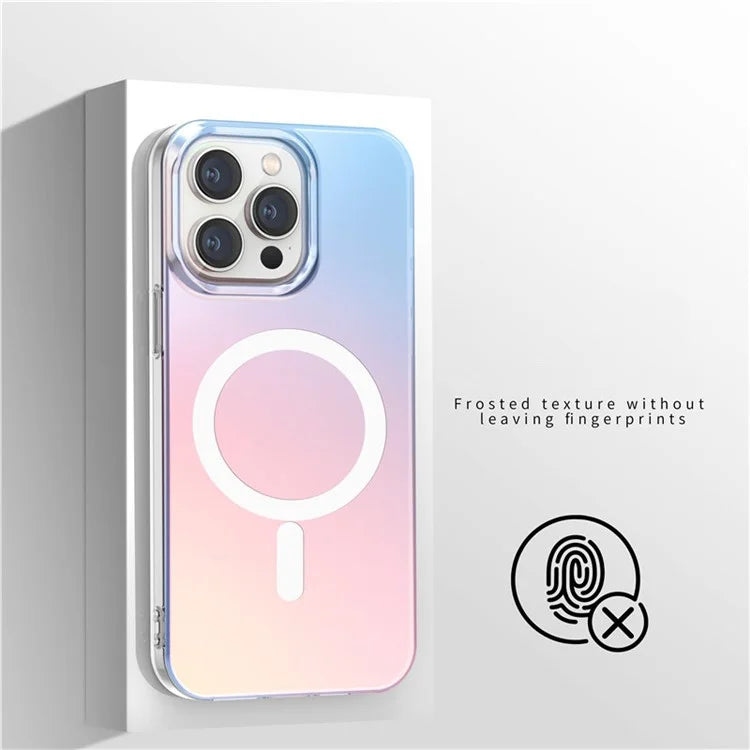 For iPhone 15 Pro Max Case Compatible with MagSafe Laser Gradient Effect TPU+PC Phone Cover
