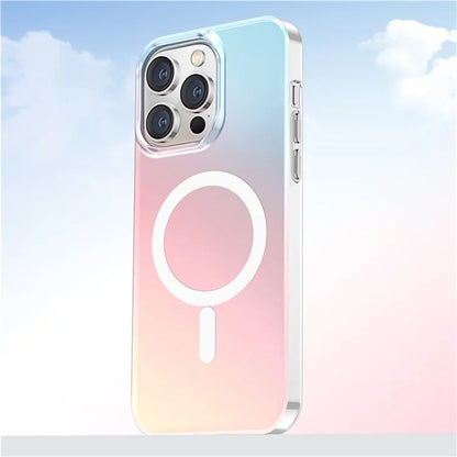 For iPhone 14 Pro Max Case Compatible with MagSafe Laser Gradient Effect TPU+PC Phone Cover