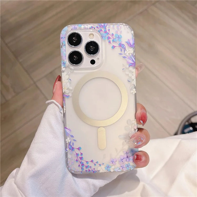 For iPhone 16 Pro Case Compatible with MagSafe Dual-Layer IMD Printed TPU+PC Anti-Drop Phone Cover