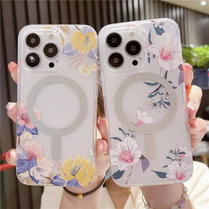 For iPhone 16 Pro Case Compatible with MagSafe Dual-Layer IMD Printed TPU+PC Anti-Drop Phone Cover