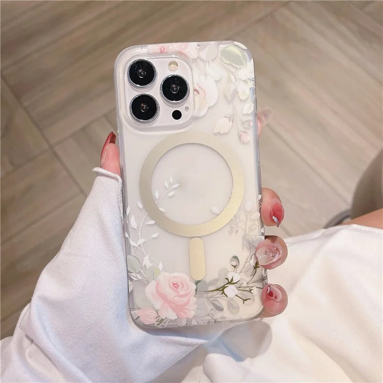 For iPhone 16 Pro Case Compatible with MagSafe Dual-Layer IMD Printed TPU+PC Anti-Drop Phone Cover