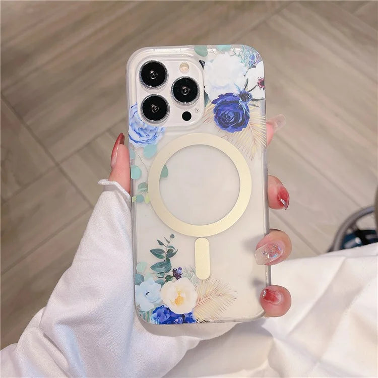 For iPhone 16 Pro Case Compatible with MagSafe Dual-Layer IMD Printed TPU+PC Anti-Drop Phone Cover