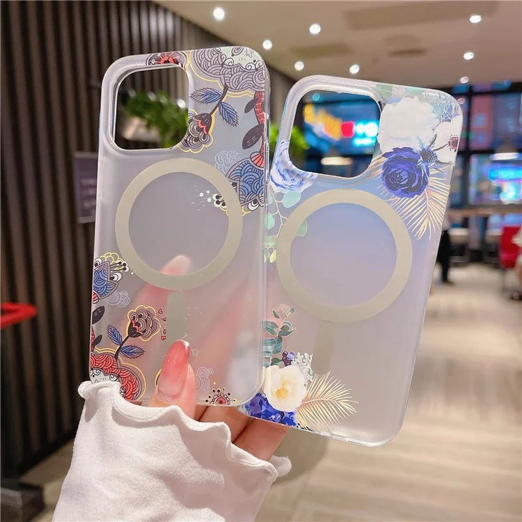 For iPhone 16 Pro Case Compatible with MagSafe Dual-Layer IMD Printed TPU+PC Anti-Drop Phone Cover