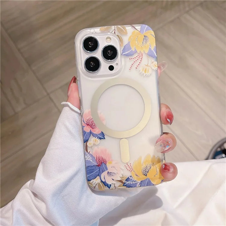 For iPhone 16 Pro Case Compatible with MagSafe Dual-Layer IMD Printed TPU+PC Anti-Drop Phone Cover