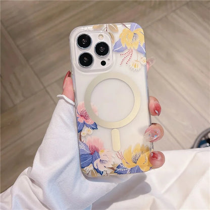 For iPhone 16 Pro Case Compatible with MagSafe Dual-Layer IMD Printed TPU+PC Anti-Drop Phone Cover