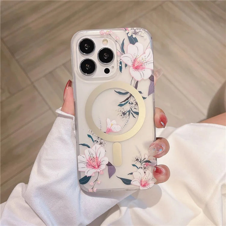 For iPhone 16 Pro Case Compatible with MagSafe Dual-Layer IMD Printed TPU+PC Anti-Drop Phone Cover