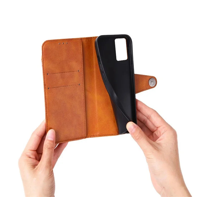 For TCL 50 5G Case Splicing Texture Leather Phone Cover Viewing Stand