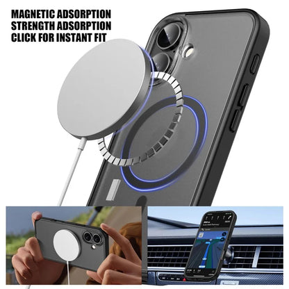 For iPhone 16 Plus Case Matte PC+TPU Phone Cover Compatible with MagSafe