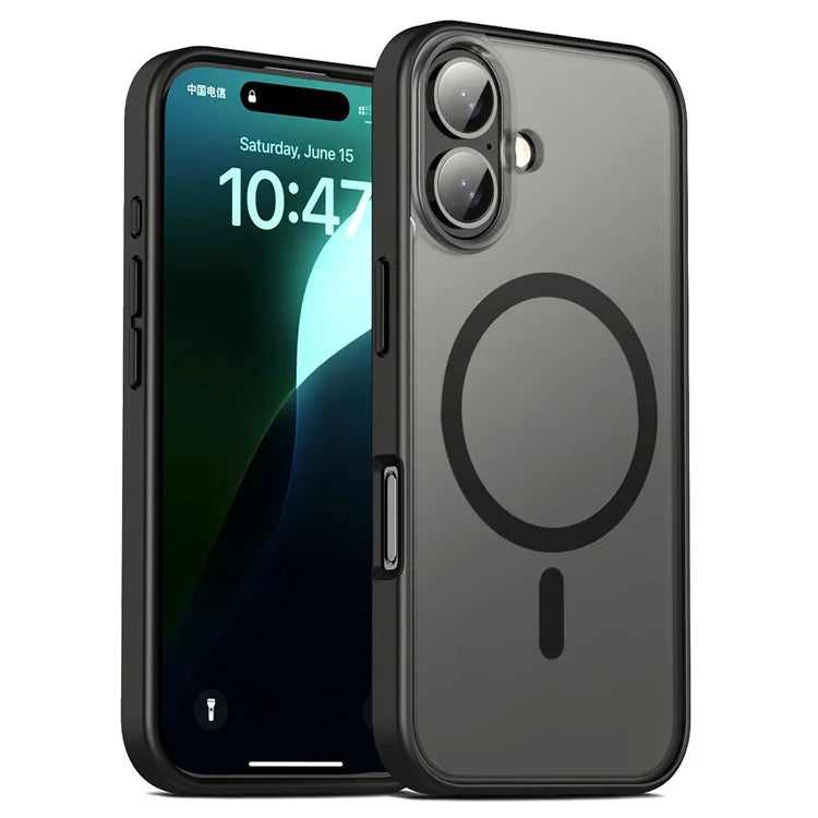 For iPhone 16 Case Matte PC+TPU Phone Cover Compatible with MagSafe