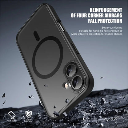 For iPhone 16 Case Matte PC+TPU Phone Cover Compatible with MagSafe