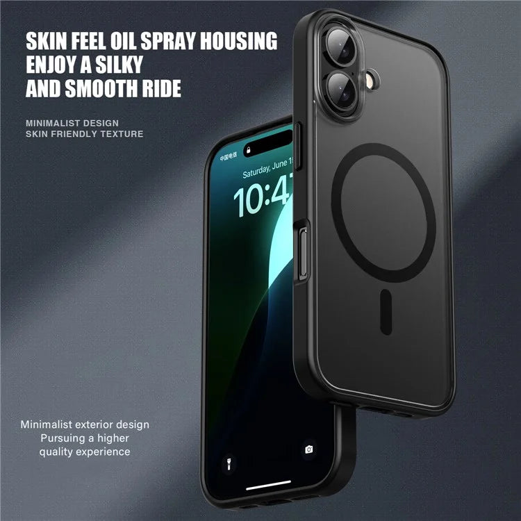 For iPhone 16 Case Matte PC+TPU Phone Cover Compatible with MagSafe
