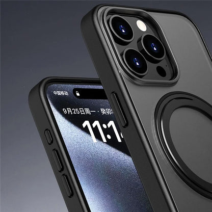 For iPhone 16 Pro Case Compatible with MagSafe PC+TPU Phone Cover Kickstand