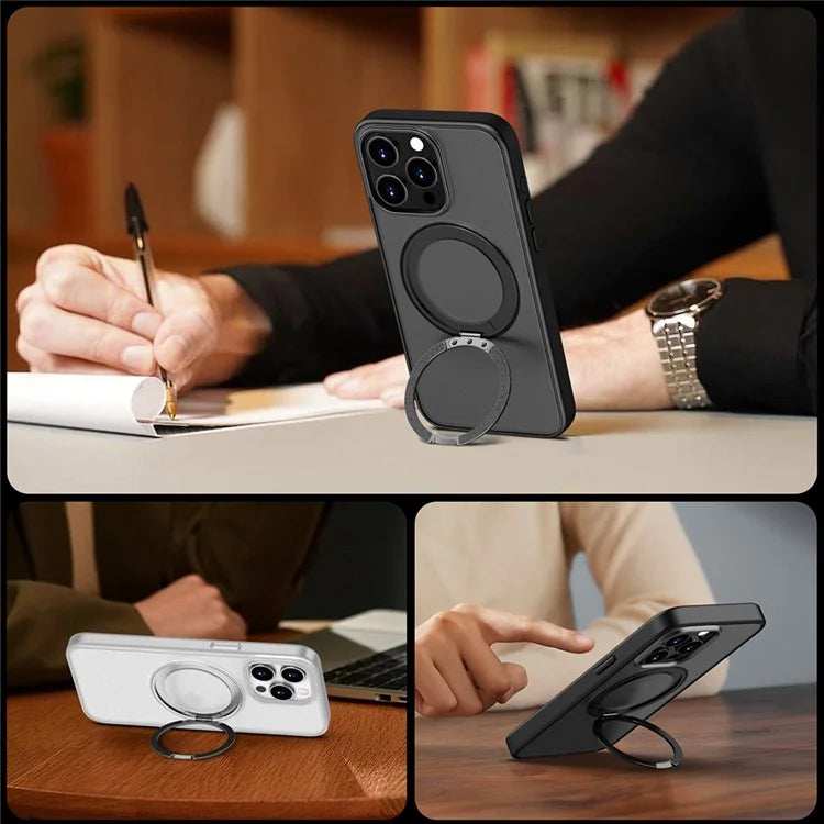 For iPhone 16 Pro Case Compatible with MagSafe PC+TPU Phone Cover Kickstand