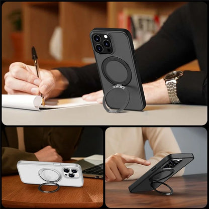 For iPhone 16 Pro Case Compatible with MagSafe PC+TPU Phone Cover Kickstand