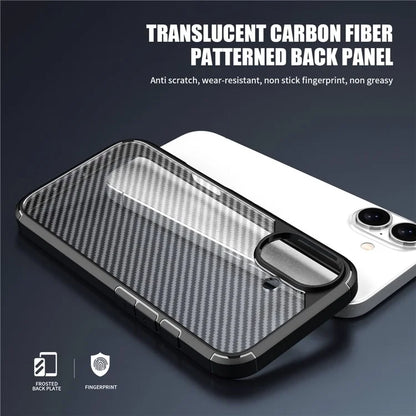 For iPhone 16 Plus Case Carbon Fiber Texture Anti-Scratch TPU+PC Back Cover