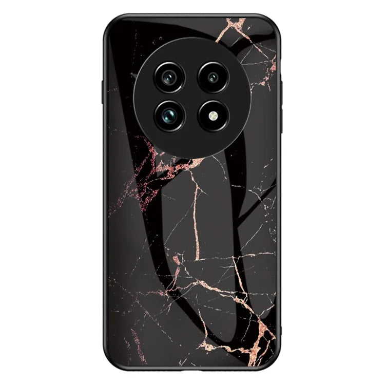 For Realme 13 Pro 5G Case Marble Pattern Tempered Glass+PC+TPU Protective Phone Cover