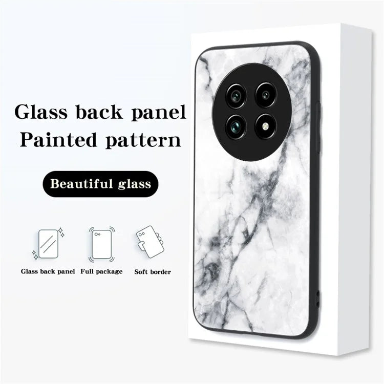 For Realme 13 Pro 5G Case Marble Pattern Tempered Glass+PC+TPU Protective Phone Cover