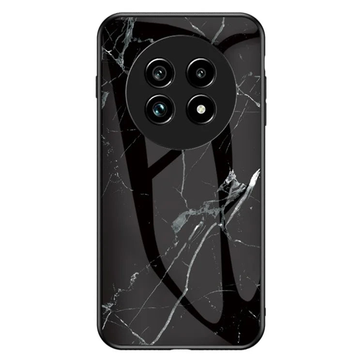 For Realme 13 Pro 5G Case Marble Pattern Tempered Glass+PC+TPU Protective Phone Cover