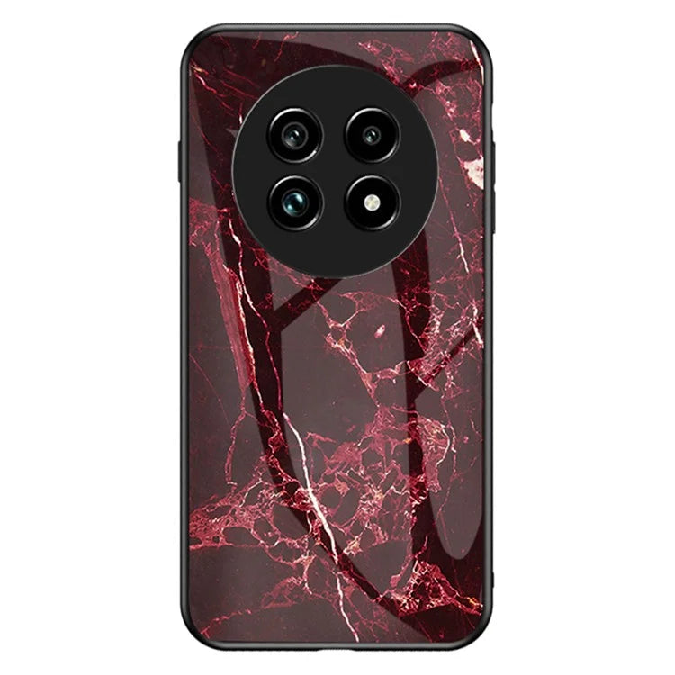 For Realme 13 Pro 5G Case Marble Pattern Tempered Glass+PC+TPU Protective Phone Cover