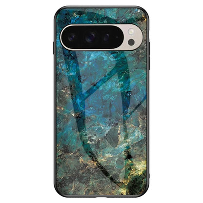 For Google Pixel 9 Pro  /  9 Case Marble Pattern Tempered Glass+PC+TPU Protective Phone Cover