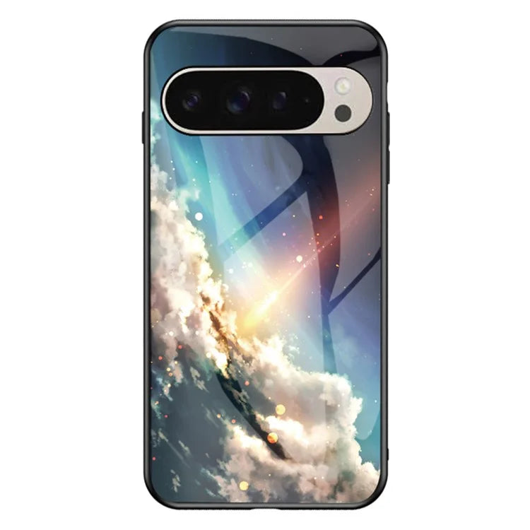 For Google Pixel 9 / Pixel 9 Pro Case Starry Sky Pattern Tempered Glass Phone Cover