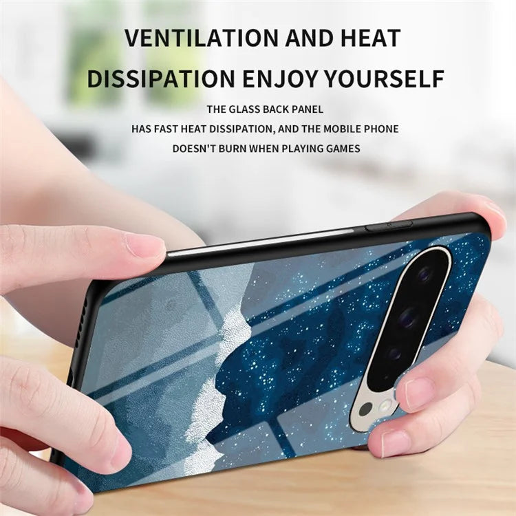 For Google Pixel 9 / Pixel 9 Pro Case Starry Sky Pattern Tempered Glass Phone Cover