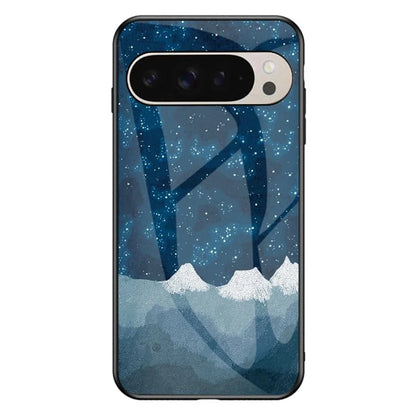 For Google Pixel 9 / Pixel 9 Pro Case Starry Sky Pattern Tempered Glass Phone Cover