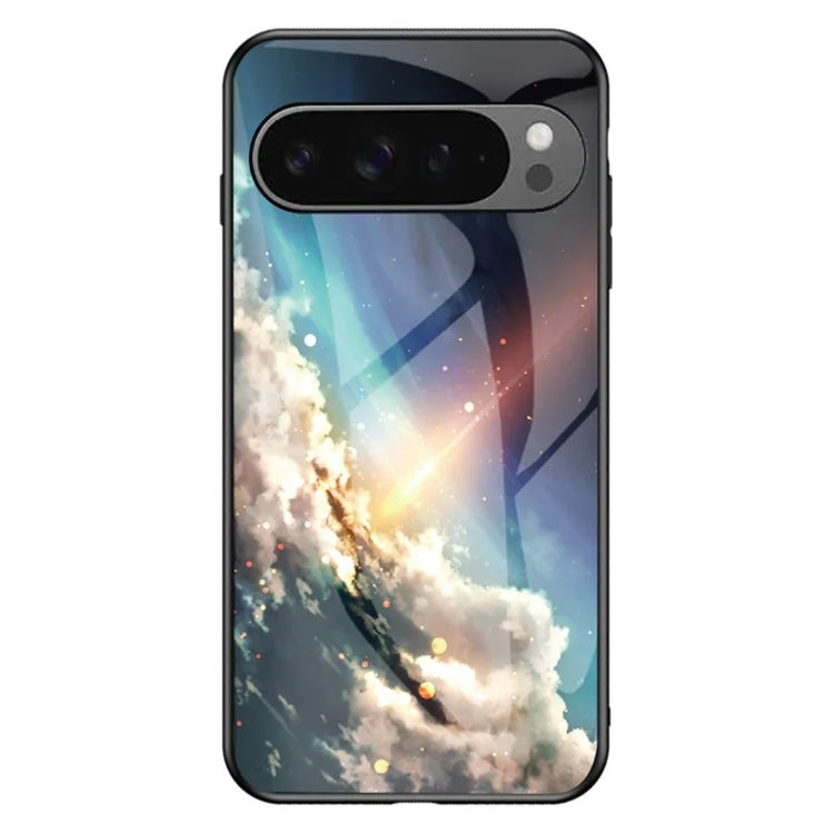 For Google Pixel 9 Pro XL Case Starry Sky Pattern Tempered Glass Phone Cover