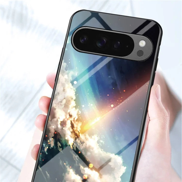 For Google Pixel 9 Pro XL Case Starry Sky Pattern Tempered Glass Phone Cover