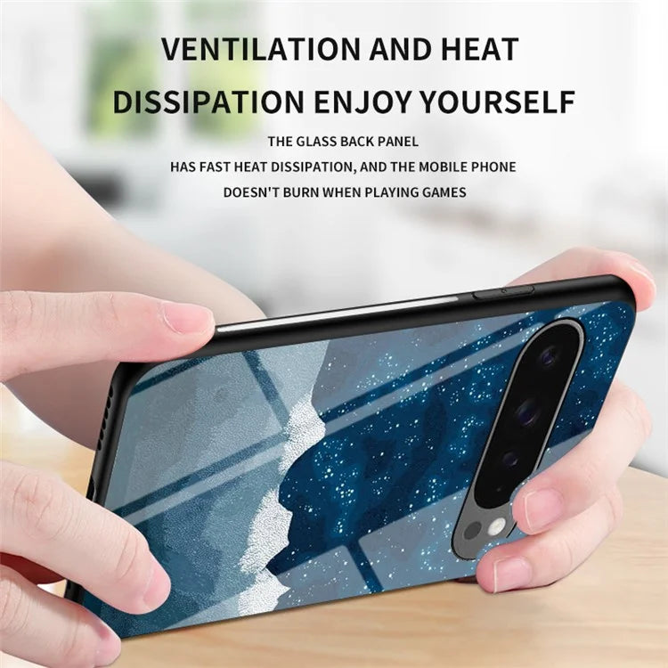 For Google Pixel 9 Pro XL Case Starry Sky Pattern Tempered Glass Phone Cover