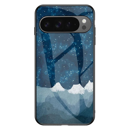 For Google Pixel 9 Pro XL Case Starry Sky Pattern Tempered Glass Phone Cover