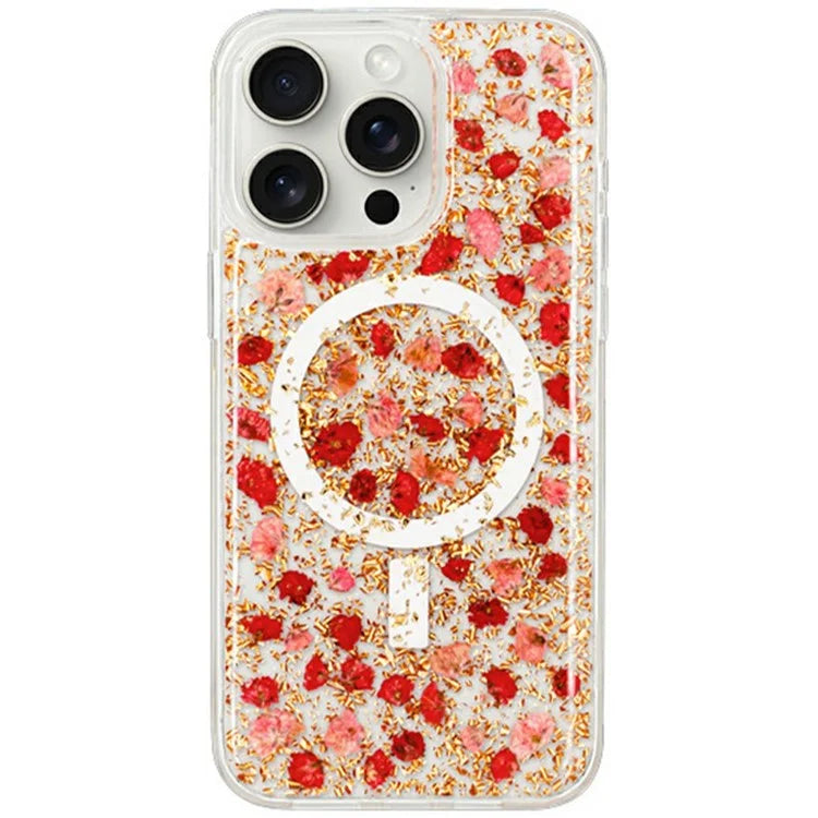 KZDOO Mag Flowers Series for iPhone 16 Pro Max Case Compatible with MagSafe Anti-Drop TPU+PC Phone Cover