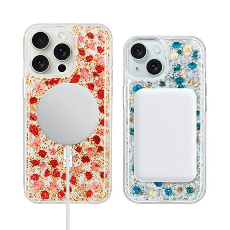 KZDOO Mag Flowers Series for iPhone 16 Pro Max Case Compatible with MagSafe Anti-Drop TPU+PC Phone Cover