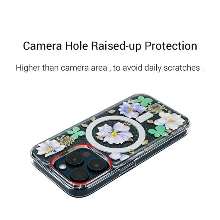 KZDOO Mag Flowers Series for iPhone 16 Pro Max Case Compatible with MagSafe Anti-Drop TPU+PC Phone Cover