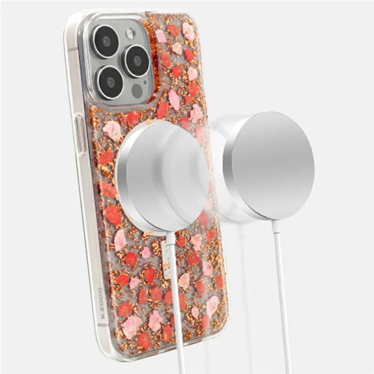 KZDOO Mag Flowers Series for iPhone 16 Pro Max Case Compatible with MagSafe Anti-Drop TPU+PC Phone Cover