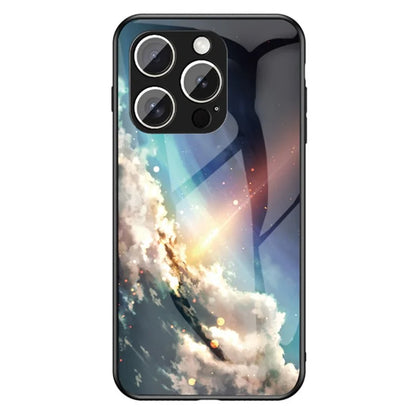 For iPhone 16 Pro Case Starry Sky Pattern Tempered Glass Phone Cover