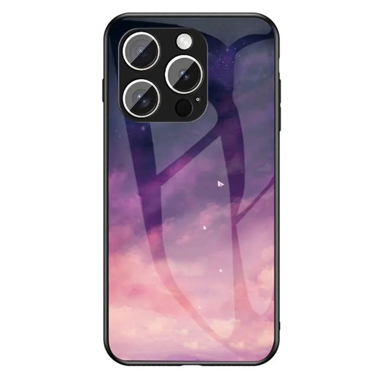 For iPhone 16 Pro Case Starry Sky Pattern Tempered Glass Phone Cover