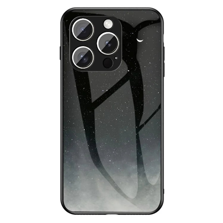 For iPhone 16 Pro Case Starry Sky Pattern Tempered Glass Phone Cover