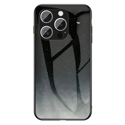 For iPhone 16 Pro Case Starry Sky Pattern Tempered Glass Phone Cover