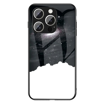 For iPhone 16 Pro Case Starry Sky Pattern Tempered Glass Phone Cover