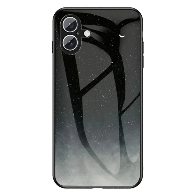 For iPhone 16 Plus Case Starry Sky Pattern Tempered Glass Phone Cover