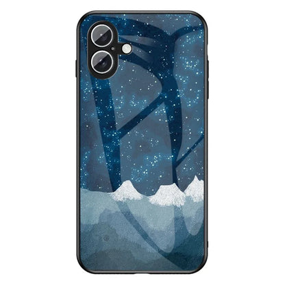 For iPhone 16 Plus Case Starry Sky Pattern Tempered Glass Phone Cover
